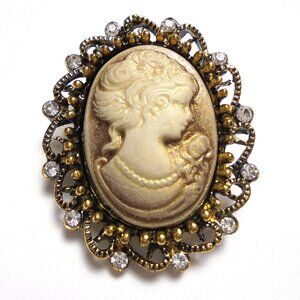 Cameo Brooch Portret Pin Tan Jewelry fashion accessoryes NEW gifts for her